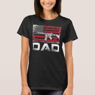 Mens Proud Dad Daddy Gun Rights Ar 15 American Fla T-Shirt