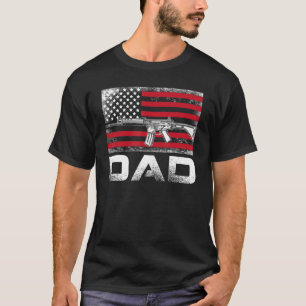 Mens Proud Dad Daddy Gun Rights Ar 15 American Fla T-Shirt