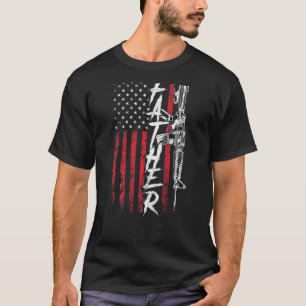 Mens Proud Dad Father Gun Rights Ar-15 American Fl T-Shirt