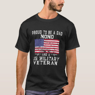 Mens Proud Dad Nono Military Veteran Retro US Flag T-Shirt