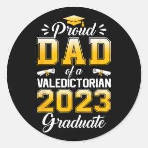 Mens Proud Dad of 2023 Valedictorian Cute Class 20 Classic Round Sticker