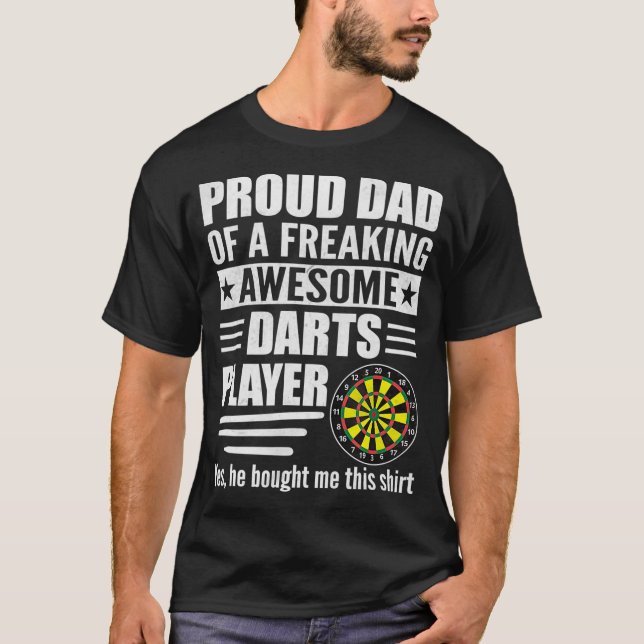Mens Proud Dad Of A Freaking Awesome Darts T-Shirt (Front)
