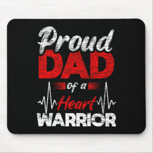 Mens Proud Dad Of A Heart Warrior Coronary Heart D Mouse Mat