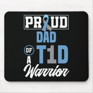 Mens Proud Dad Of A T1D Warrior Diabetes Awareness Mouse Mat