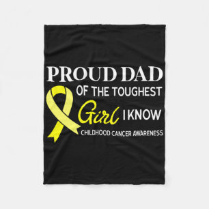 Mens Proud Dad Of Girl Childhood Cancer Awareness Fleece Blanket