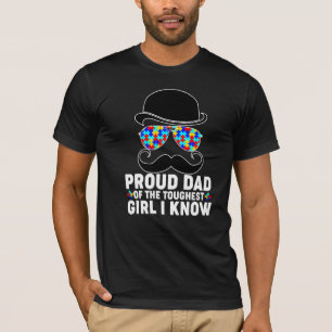 Mens Proud Dad Of The Toughest Girl I Know Autism T-Shirt