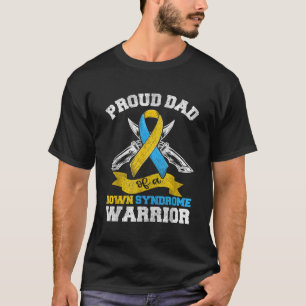 Mens Proud Dad World Down Syndrome Warrior Son Awa T-Shirt
