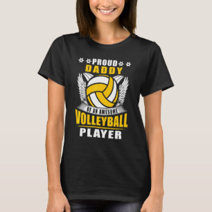 Mens Proud Daddy Of An Awesome Volleyball Player V T-Shirt