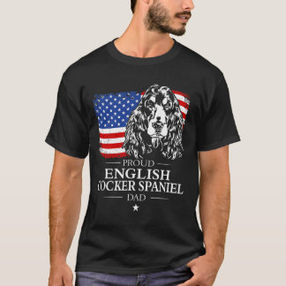 Mens Proud English Cocker Spaniel Dad American Fla T-Shirt