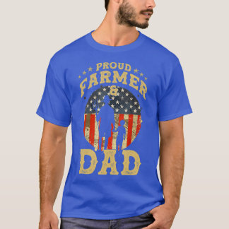 Mens Proud Farmer Dad Patriotic Farming T-Shirt