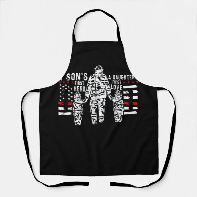 Mens Proud Firefighter Dad Daddy Fireman Dad Fathe Apron (Front)
