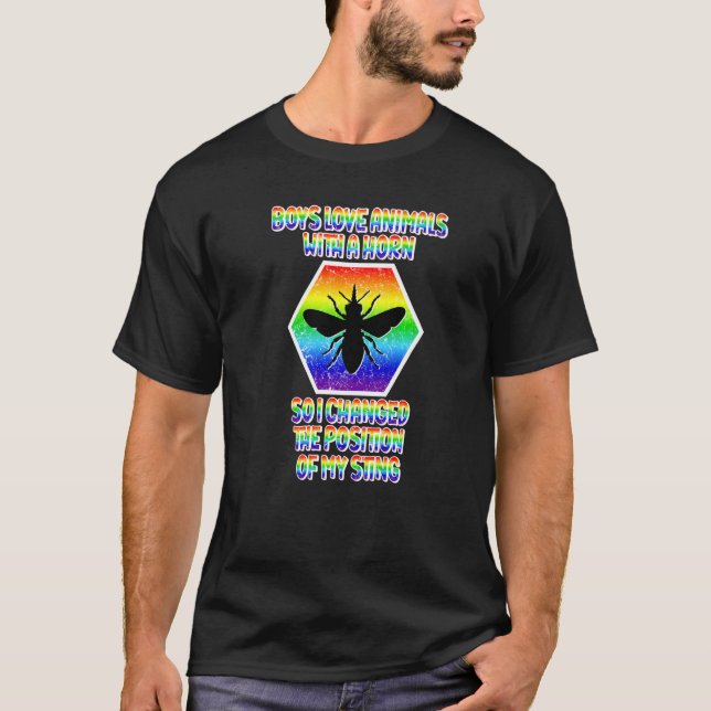 Mens Proud Gay Boys Pride LGBTQ Gay Beekeeper Rain T-Shirt (Front)