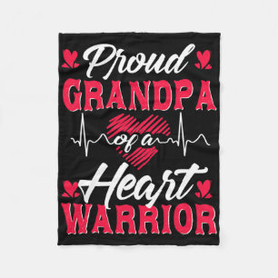Mens Proud Grandpa Of A Heart Warrior Chd Awarenes Fleece Blanket