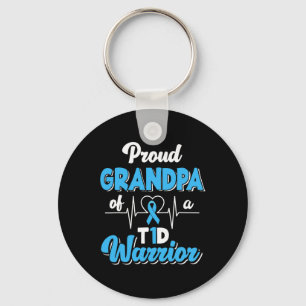 Mens Proud Grandpa Of A T1d Warrior Diabetic Diabe Key Ring