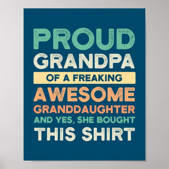 Mens proud grandpa of awesome granddaughter poster (Front)