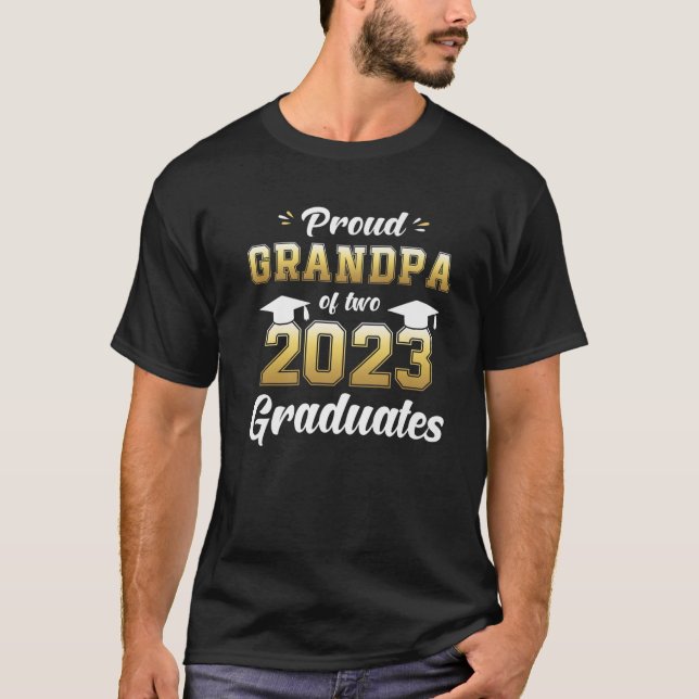 Mens Proud Grandpa Of Two 2023 Graduate Senior 23 T-Shirt (Front)