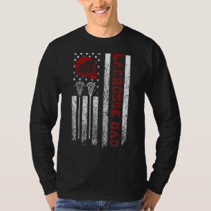 Mens Proud Lacrosse Dad American Flag Cool Usa Pa T-Shirt