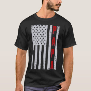 Mens Proud Papa American Flag  Fathers Day Gift  T-Shirt