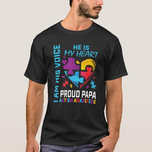 Mens Proud Papa Autism Awareness Grandson Puzzle P T-Shirt (Front)