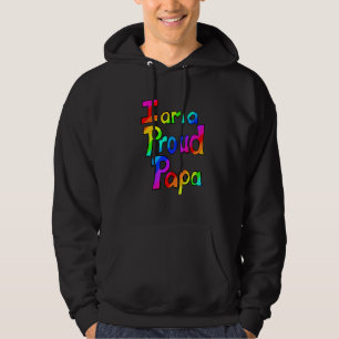 Mens Proud Papa Dad Father Rainbow Hoodie