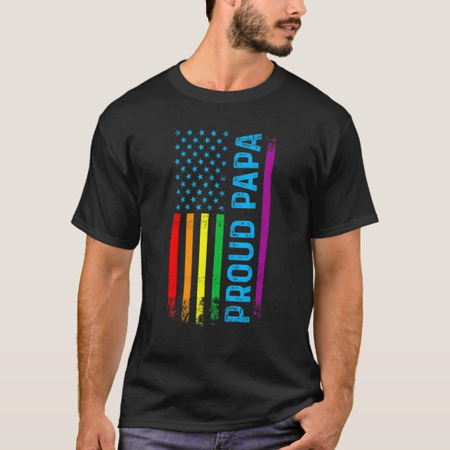 Mens Proud Papa Grandpa Dad Lgbt Lgbtq Gay Pride R T-Shirt (Front)
