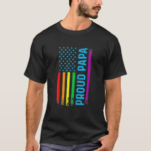 Mens Proud Papa Grandpa Dad LGBT LGBTQ Gay Pride T-Shirt