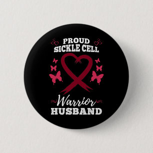 Mens Proud Sickle Cell Warrior Husband Sickle Cell 6 Cm Round Badge