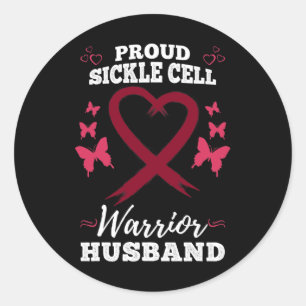 Mens Proud Sickle Cell Warrior Husband Sickle Cell Classic Round Sticker