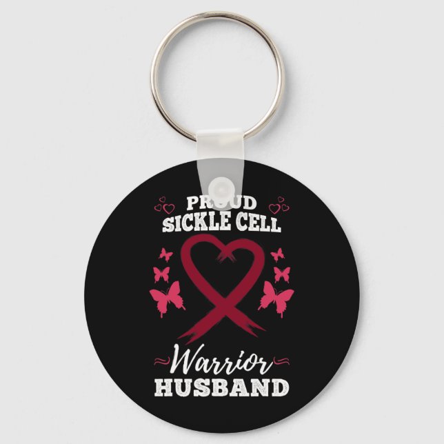 Mens Proud Sickle Cell Warrior Husband Sickle Cell Key Ring (Front)