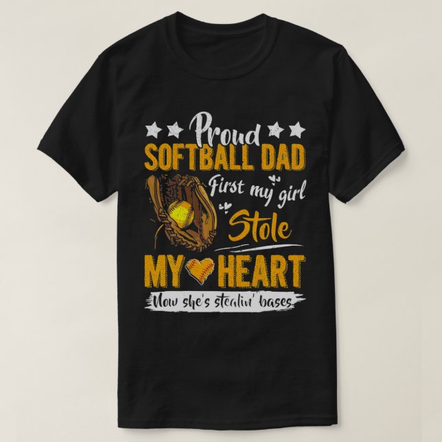 Mens Proud Softball Dad Cute Softball Dad For T-Shirt (Design Front)