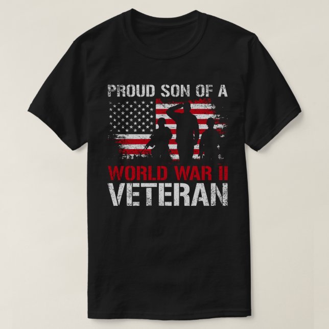 Mens Proud Son Of World War 2 Veteran - Military W T-Shirt (Design Front)