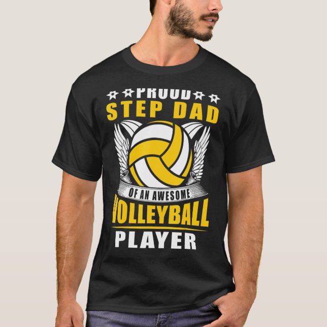 Mens Proud Step dad Of An Awesome Volleyball Playe T-Shirt (Front)