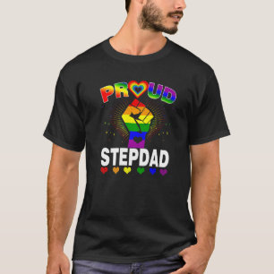 Mens Proud Stepdad Rainbow Lgbt Gay Pride Month F T-Shirt