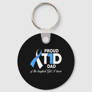 Mens Proud T1D Dad Of Daughter Diabetes Awareness Key Ring