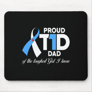 Mens Proud T1D Dad Of Daughter Diabetes Awareness Mouse Mat