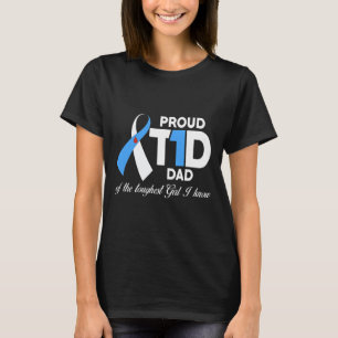 Mens Proud T1d Dad Of Daughter Diabetes Awareness T-Shirt