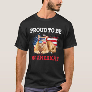 Mens Proud To Be An Americat Patriotic Cat 4th Of  T-Shirt