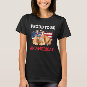 Mens Proud To Be An Americat Patriotic Cat 4th Of  T-Shirt