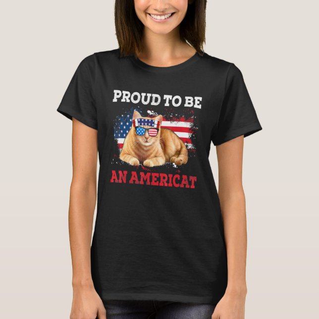 Mens Proud To Be An Americat Patriotic Cat 4th Of  T-Shirt (Front)