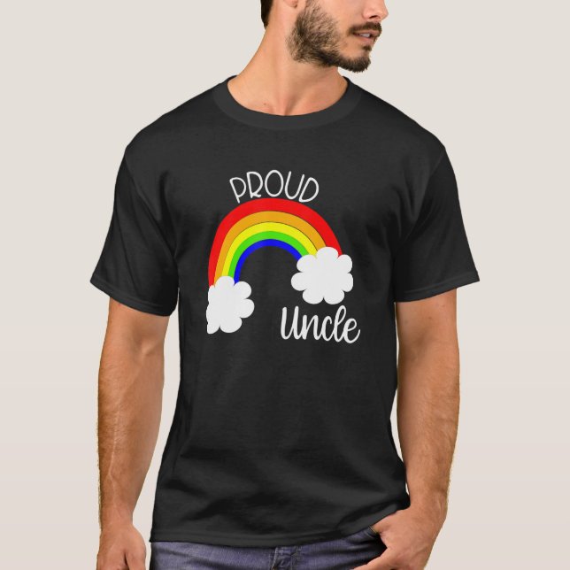 Mens Proud Uncle Support Lgbtq Rainbow Niece Nephe T-Shirt (Front)