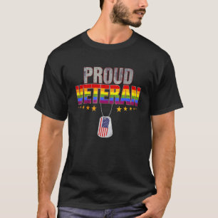 Mens Proud Veteran Lgbt Gay Pride Us Rainbow Flag T-Shirt
