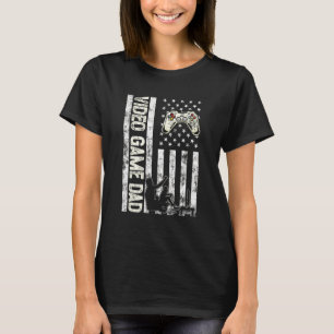 Mens Proud Video Game Dad Retro American Flag Spor T-Shirt
