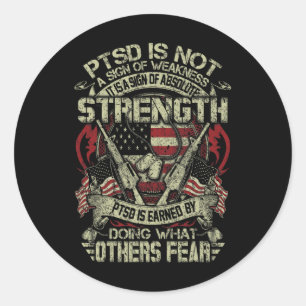 Mens Ptsd Post-traumatic Stress Disorder Strength Classic Round Sticker