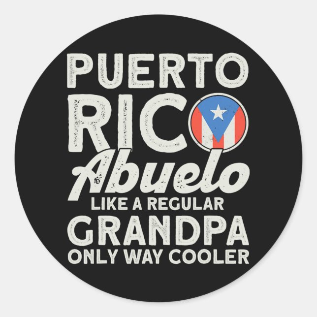 Mens Puerto Rico Abuelo Like A Regular Grandpa Classic Round Sticker (Front)