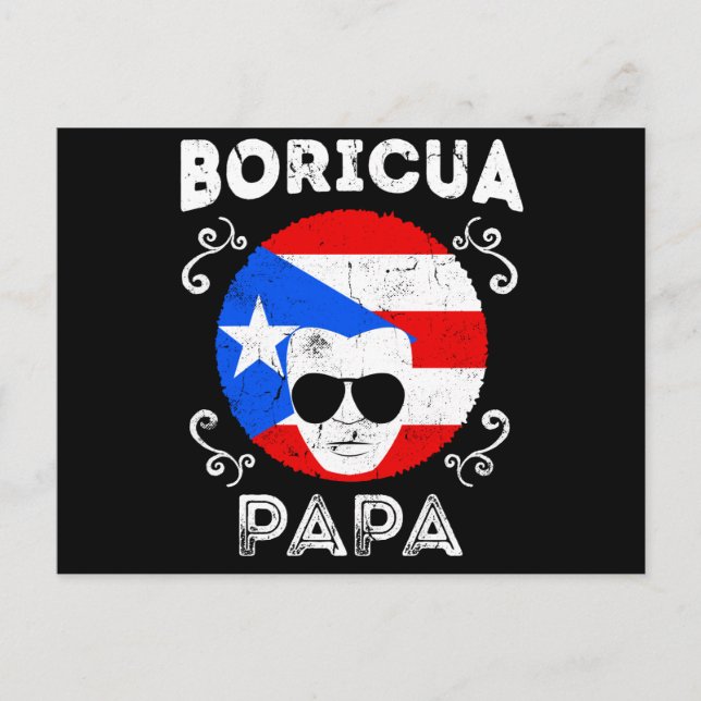 Mens Puerto Rico Boricua Latino Papa Fathers Day Postcard (Front)