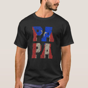 Mens Puerto Rico Papa With Puerto Rican Flag T-Shirt