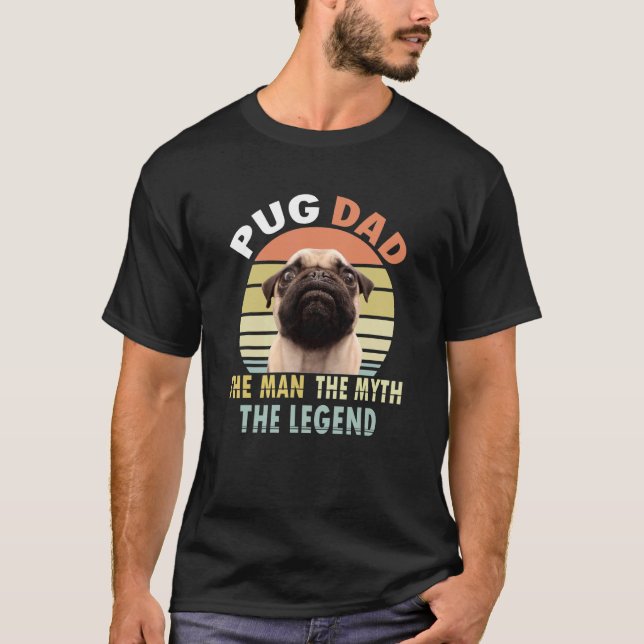 Mens Pug Dad The Man The Myth The Legend Retro Dog T-Shirt (Front)