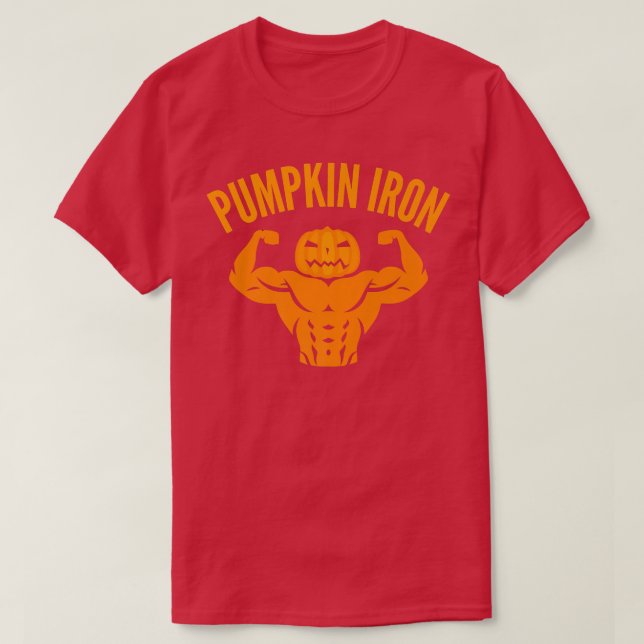 Mens Pumpkin Iron Gym  JackOLantern Funny Hallowee T-Shirt (Design Front)