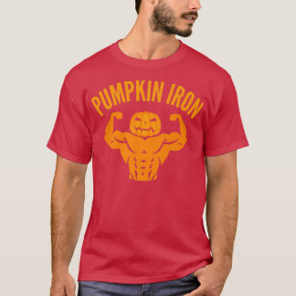 Mens Pumpkin Iron Gym  JackOLantern Funny Hallowee T-Shirt