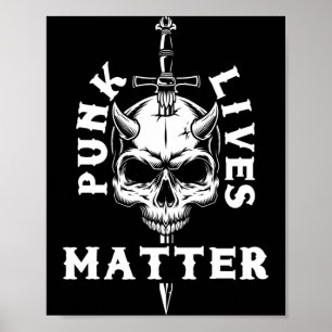 Mens Punk Skull Skeleton Rock Music Aesthetic Poster